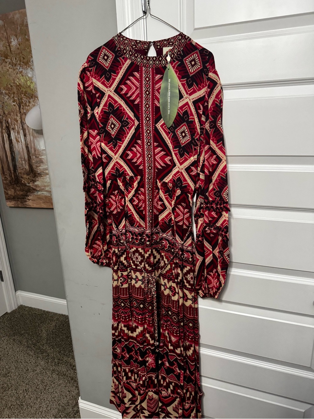 FARM Rio Red and Cream Geometric Maxi Dress - Picture 2 of 3
